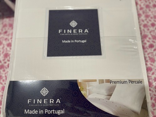 Finera Portugal NWT 4pc Queen Sheet Set Luxury Percale White Embroidery - Picture 10 of 18