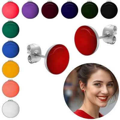 1 Paar runde Ohrstecker Ohrringe Edelstahl Acryl viele Farben glänzend Ø 10 mm