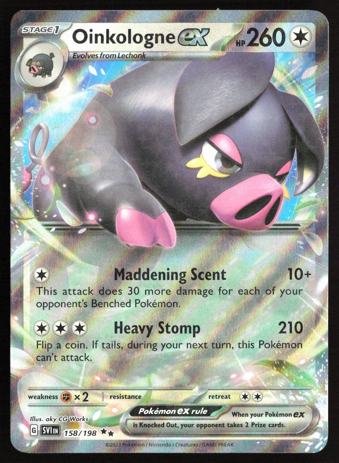Pokemon Oinkologne ex Holo Scarlet & Violet Base Set 158/198 NM