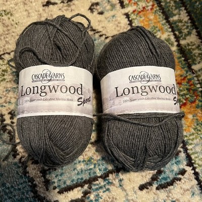 Lot 2 Cascade Yarn Longwood 100% Superwash Extrafine Merino Wool Color #29 Gray