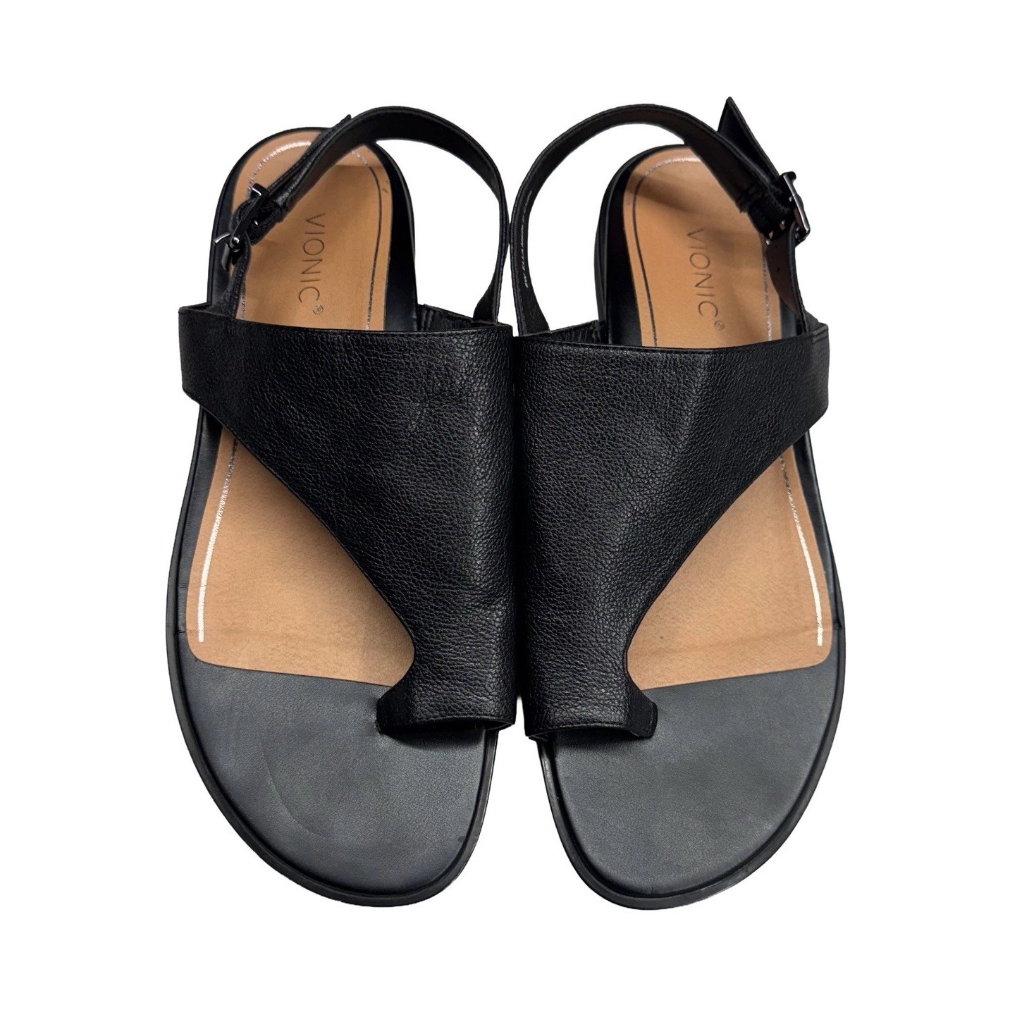Vionic Ella Black Leather Toe Loop Slingback Sand… - image 1