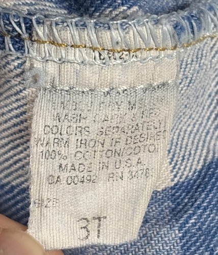 Vintage LEE Striped Gingham Denim Overall Shortall Jeans 3T Union Made USA - Bild 9 von 16