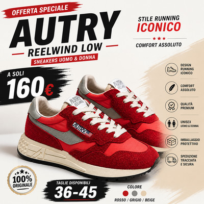 Autry Reelwind Low Black Grey Sneakers Men Women Running Shoes 36-45