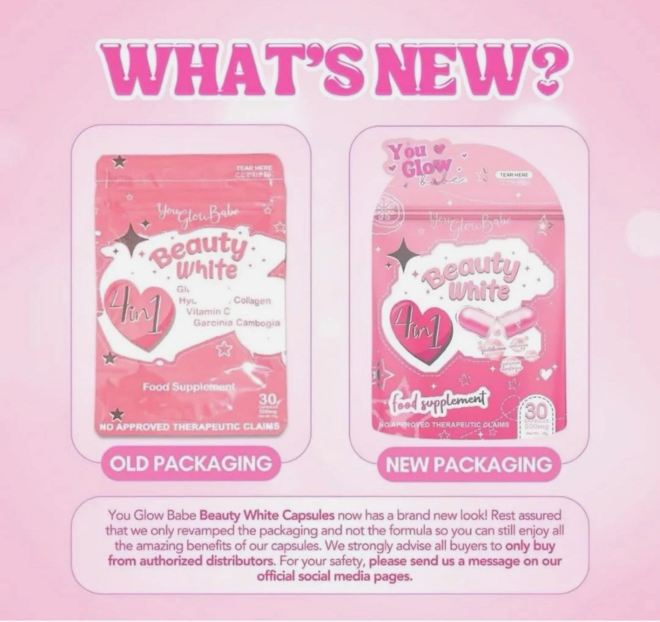 You Glow Babe Beauty White 4 in 1 Glutathione Capsules & Beauty White Soap