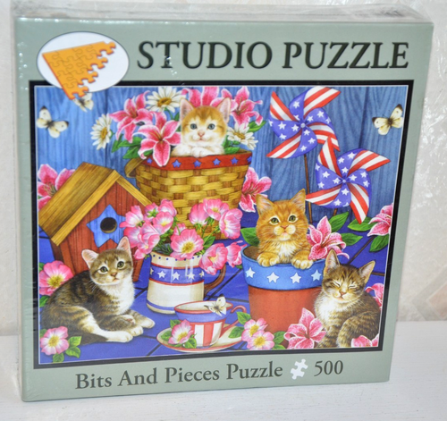 Bits And Pieces 500 piece Puzzle “Patriotic Kittens” by Jane Maday 16" x 20" - 第 1/3 張圖片