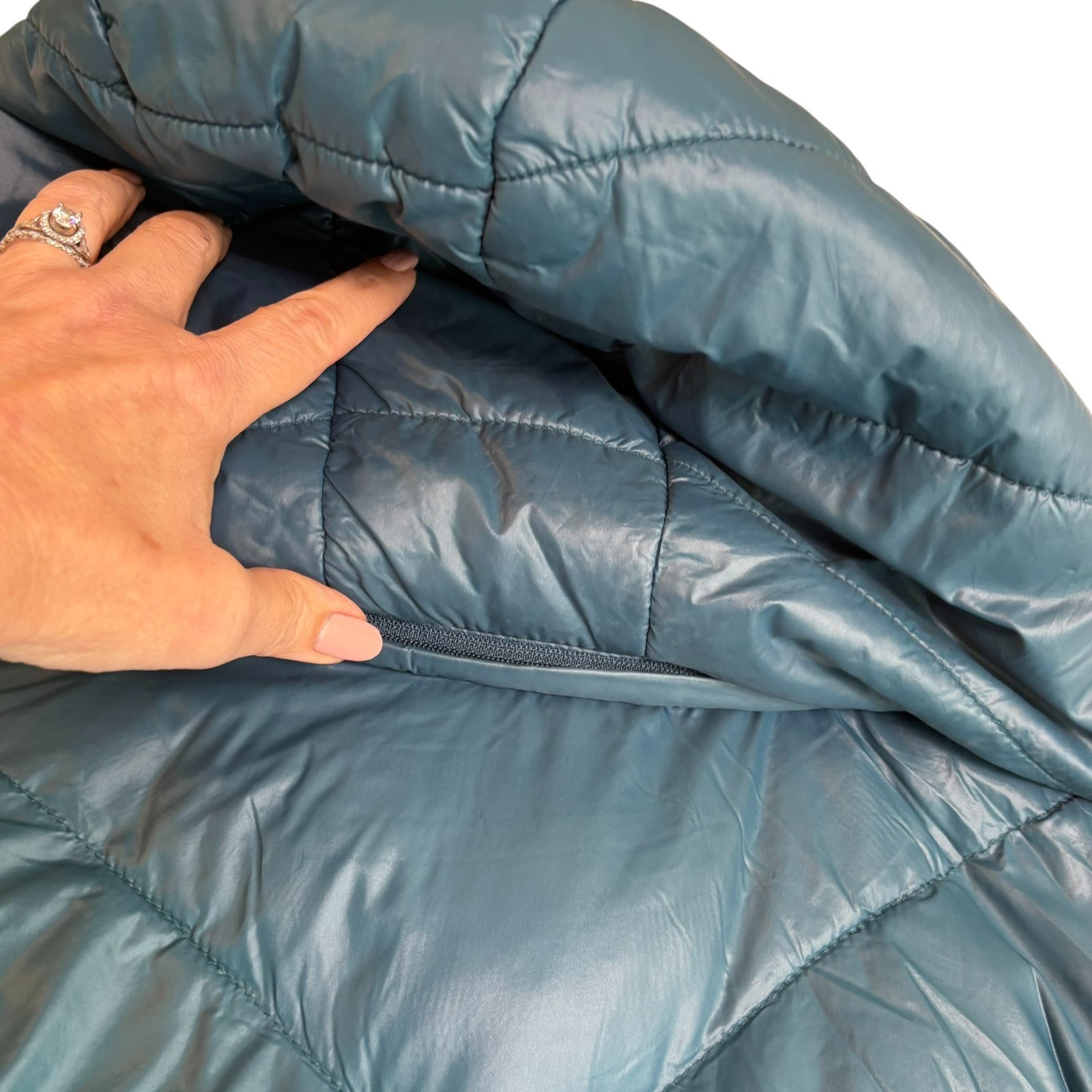 Lightweight Packable Down Puffer Jacket  XL Teal … - image 7