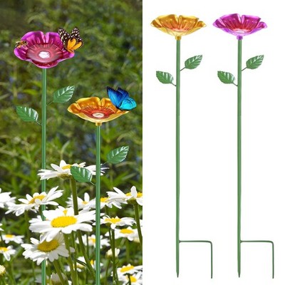 2-Pack Bee Watering Stations, 25 Inch Iron Bee Bath for Garden[Yellow/Rose Red]