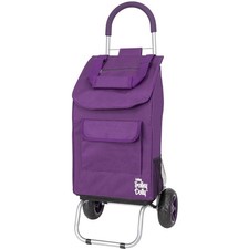 Purple Foldable Shopping Cart with Removable Bag and Wheels
