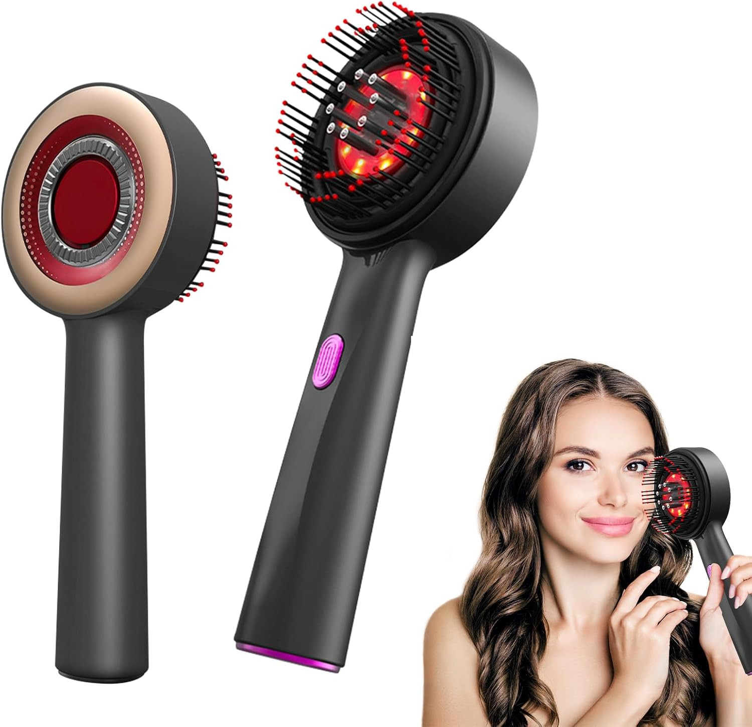 Brosse massage cuir chevelu électrique étanche sans fil en silicone noir