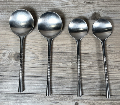 Vintage DANSK JETTE Stainless Finland Soup Teaspoons Set of 4 MCM Danish Modern