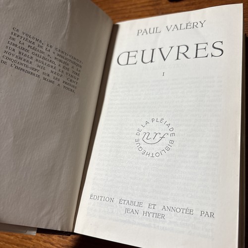 Paul Valery Oeuvres Tomes I & II / Jean Hytier 1957 & 1960 DJ Valéry Parts 1 & 2 - Picture 4 of 7
