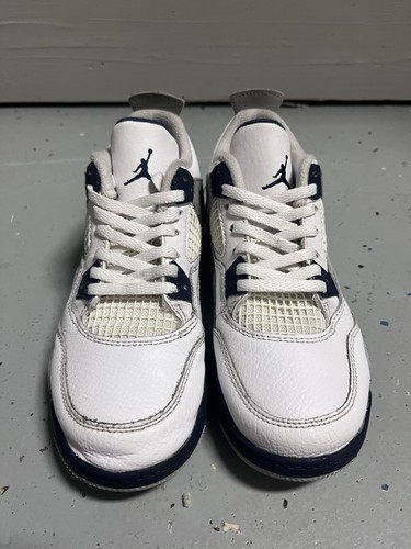 Nike Air Jordan 4 IV Retro White Midnight Navy BQ7669-140 Kids Shoes size 1.5Y - Picture 7 of 14