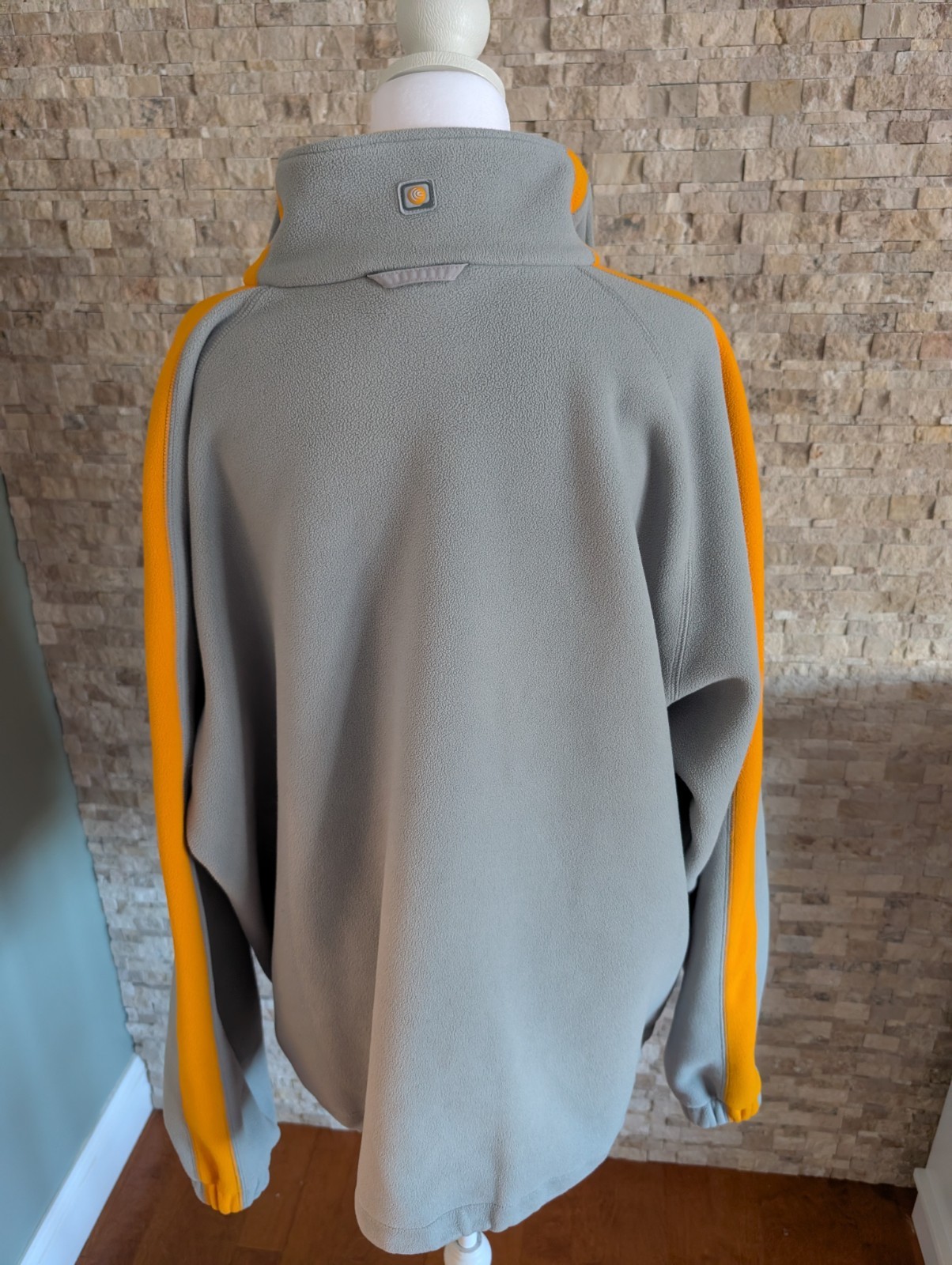 Skater Street Fleece Zip Up Jacket Orange Grey Dad Gorpcore Normcore 90s XL image 4