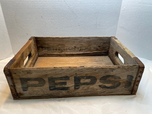 Vintage Pepsi Cola Wooden Soda Crate Pop Culture Collectible Home Décor