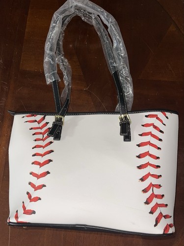 Borsello moda baseball nuovo bianco rosso nero cerniera tasche interne - Foto 5 di 10