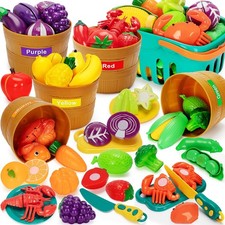 Play Food Set for Kids Kitchen- 68 Pcs Kitchen Food Toy for Toddlers, Cutting...