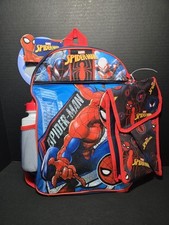 Fast Forward Spiderman Backpack with Lunch Box Bundle for Boys 5 piece set