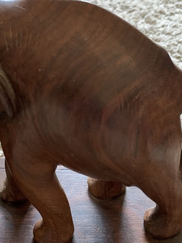 VTG Hand Carved Solid Dark Wood Elephant 9” Bookends Complete with Tusks African - Picture 15 of 22