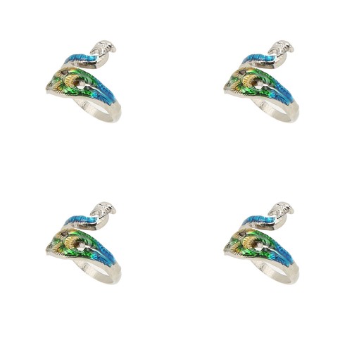 4Pcs Crochet Rings Unique Peacock Shape Design Light Weight Knitting Loop Rings - Picture 10 of 12