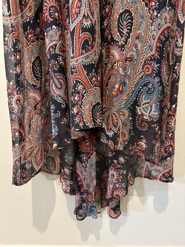 Banana Republic X Olivia Palermo Dress S Pure Silk Paisley Hi Low Boho Brunch - Picture 9 of 12