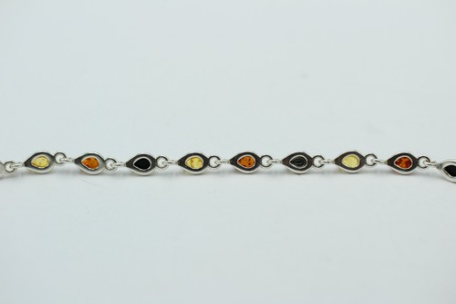Ámbar Pulsera 3 Colores 925 Plata Aprox. 20CM Brazalete de Ámbar De Lituania - Imagen 4 de 9