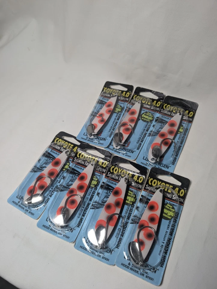 Lote de 7 cucharas de arrastre de salmón Luhr-Jensen Coyote 4.0 GLO DEVIL DANCER 3.5" EE. UU. Foto 2 de 4