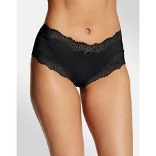 Maidenform Women's XL Black Scalloped Lace Trim Cheeky Hipster Underwear G20-16