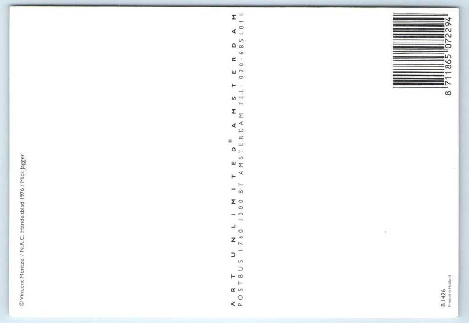 MICK JAGGER Rolling Stones músico cantante en 1976 Vincent Mentzel postal 4x6" Foto 2 de 2