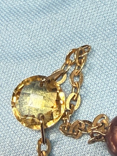 Delicado Collar Oro 14K Perla Marrón y Citrino Dorado 20" - 24" - Imagen 13 de 18