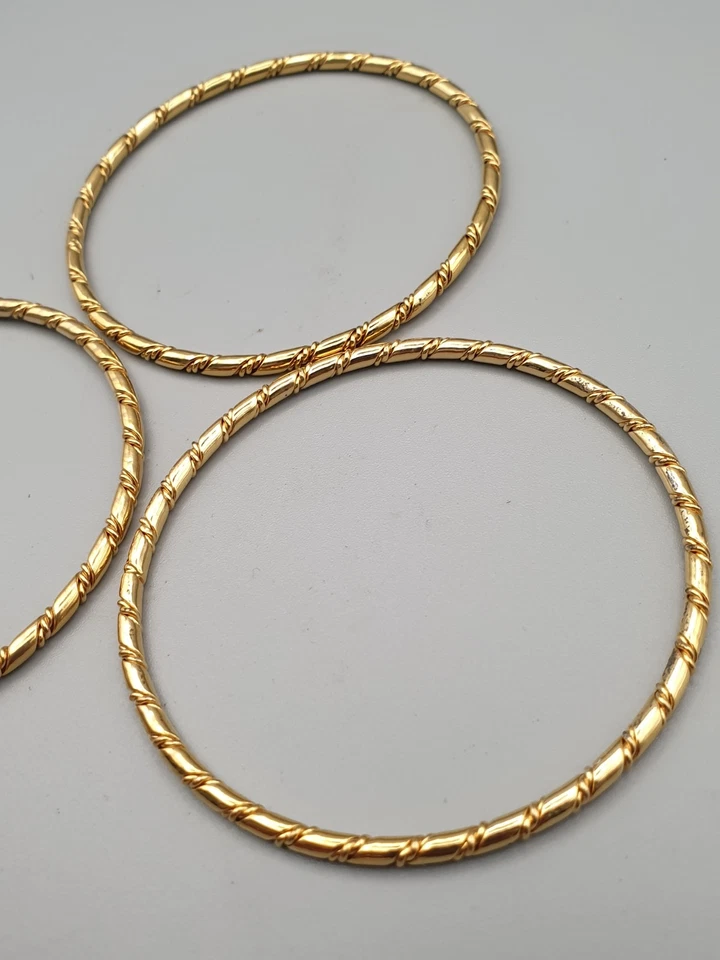 Elegante 3 Vintage vergoldete gedrehte Armreifen von Pierre Cardin - Bild 3 von 4