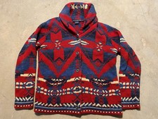 Vintage Polo Ralph Lauren Sport Southwestern Aztec Navajo Cardigan Sweater Sz L