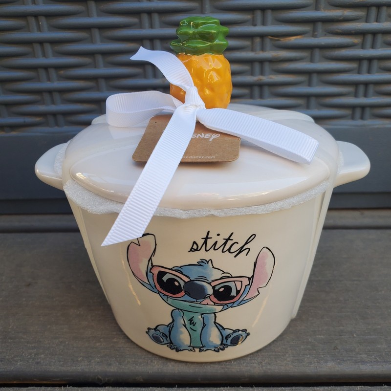 RAE DUNN DISNEY LILO & STITCH ALOHA MINI BAKING CERAMIC DISH & LID--NEW!!