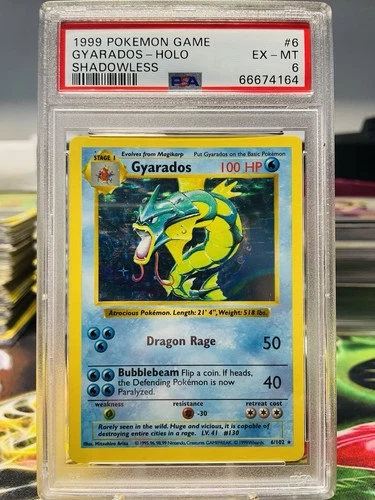 PSA 6 Pokemon Gyarados 6/102 WotC Base Set Shadowless Unlimited Holo Rare