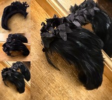 Antique 1920s Vulture Feather Fascinator Flapper Headpiece Art Deco Millinery