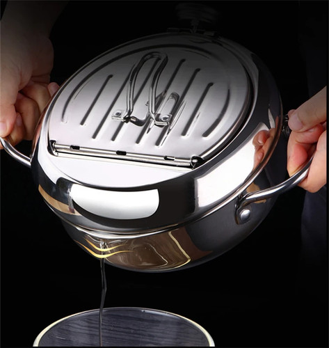 Japanischer Frittiertopf mit Thermometer und Deckel 304 Edelstahl Küche - Bild 16 von 18
