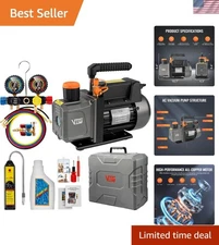 Durable 4.5 CFM HVAC Vacuum Pump Kit with Trifold Case - Multi-Refrigerant Use