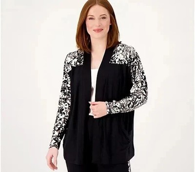DF4277 Isaac Mizrahi Live! Soho Baby Terry Open Front Cardigan Size 1X