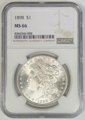 1898 Morgan Silber 1 Dollar Münze NGC MS 66 - Bild 1 von 2