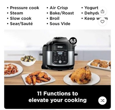Ninja Foodi OP350CO 6.5 Quart 9-in-1 Pressure Cooker and Air