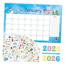 Watercolor Desk Calendar 2025-2026 with Seasonal Monthly Holiday Planner