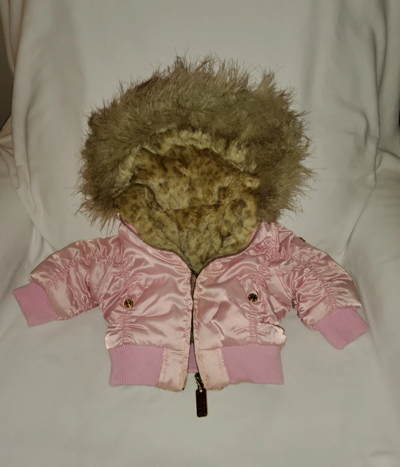 RARO De Colección Y2K Bebé Phat Talla 12 Mts Rosa Reversible Chaqueta de Invierno con Capucha, Leopardo Foto 2 de 4