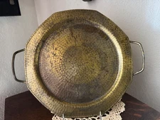 VINTAGE ROYCROFT SIGNED TRAY PLATTER ARTS & CRAFTS HAMMERED COPPER BRASS WASH