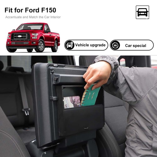 Hidden Console Armrest Storage Box Tray For Ford F150/F250/F350/F450 21+ Black - Picture 5 of 9