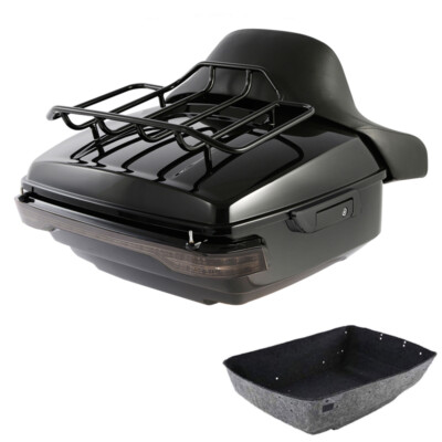 King Pack Trunk Pad Rack LED Tail Light Fit For Harley Road Glide 14-24 Tour Pak