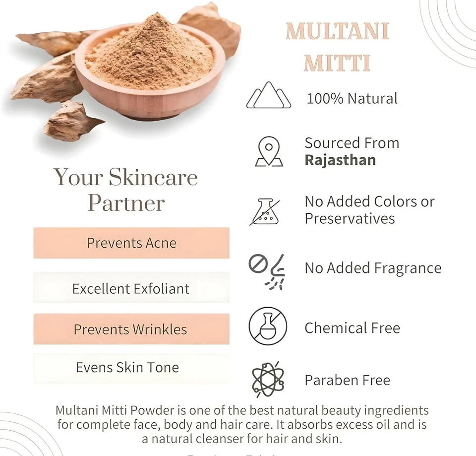 Natural Multani Mitti Stone Form (100 g), Fuller's Earth/Calcium Bentonite Clay - Image 4 of 4