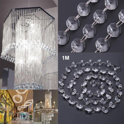Glass Crystal Garland Chandelier Octagon Beads Chain for Hanging Home Decor - Picture 2 of 12