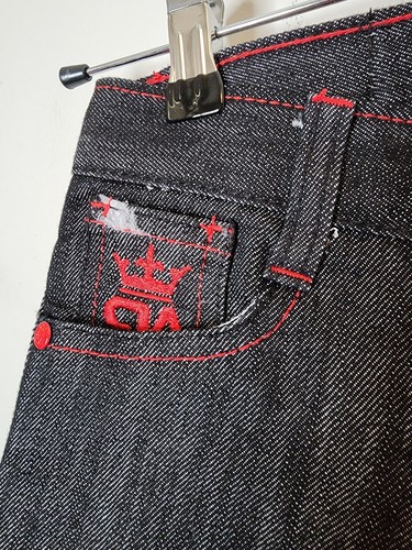 Red Ape Youth Kids Y2k Black Embroidered Denim Jeans Size 4Y - Picture 6 of 9