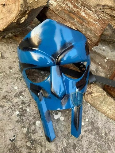 Blue MF Doom Gladiator Mask steel Finish Handmade Design For Halloween gift - Picture 3 of 4