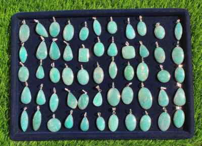 Natural Amazonite Pendants,Anxiety Gemstone Pendant Lot,925 Silver Jewelry Lot~