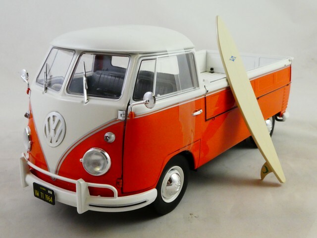 Miniature VOLKSWAGEN T1 PICK-UP 1950 ORANGE / BLANC 1/18